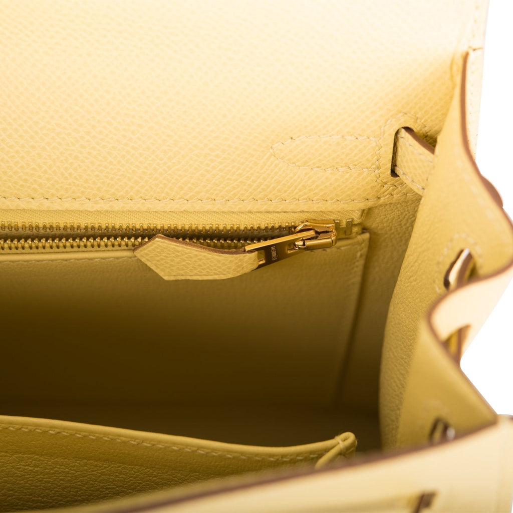 Hermes Kelly 25 Sellier Jaune Poussin