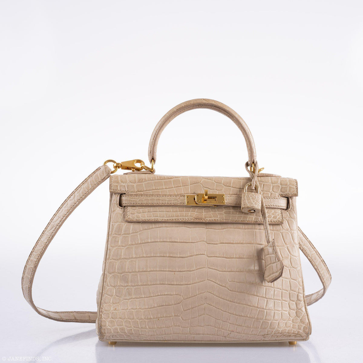 Hermes Kelly 25 Retourne Poussiere Matte Nilo Crocodile Gold Hardware - hardware detail