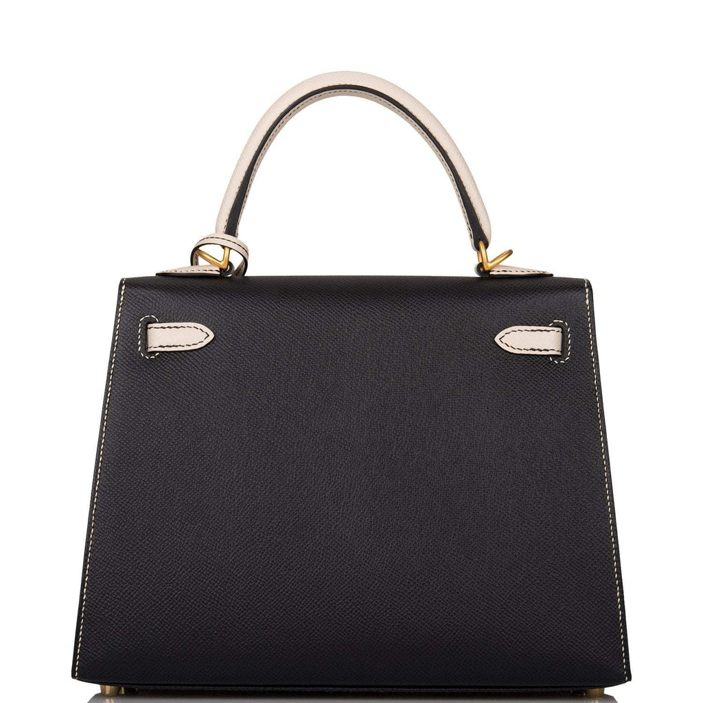 Hermes Kelly 25 Bi-Color Black Craie