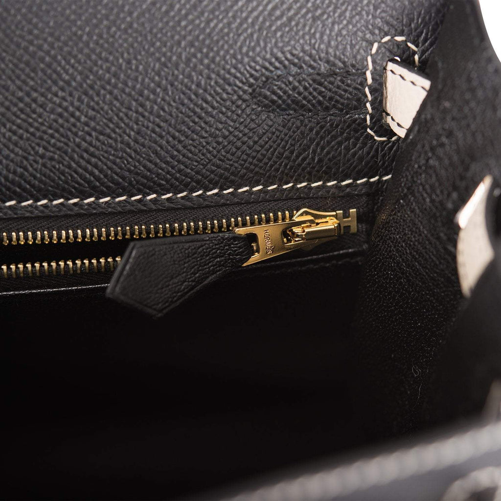 Hermes Kelly 25 Bi-Color Black Craie