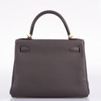 Hermes Kelly 28 Retourne Etain Togo, interior and construction detail