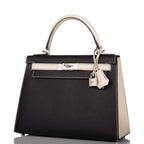 Hermes Kelly 28 Bi-Color Black Craie