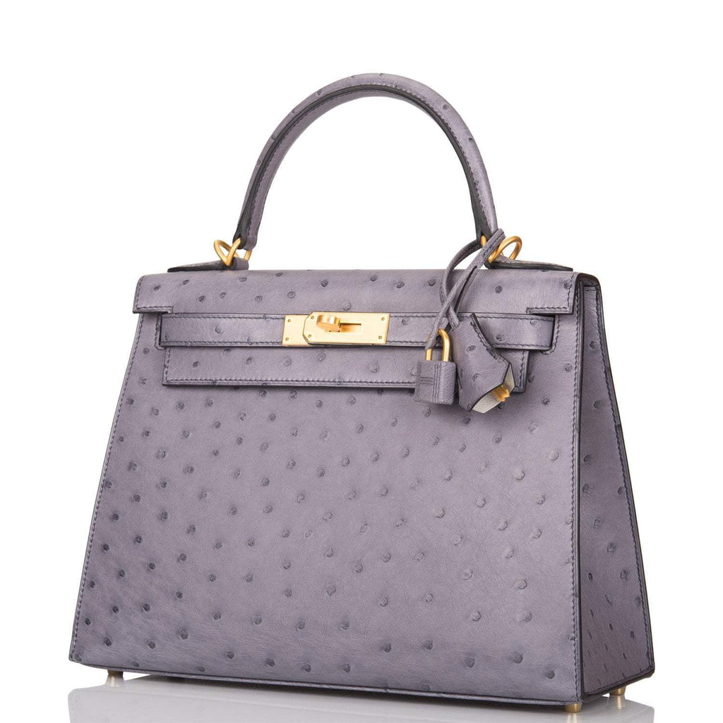 Hermes Kelly 28 Bi-Color Gris Agate Gris Perle Ostrich - hardware detail