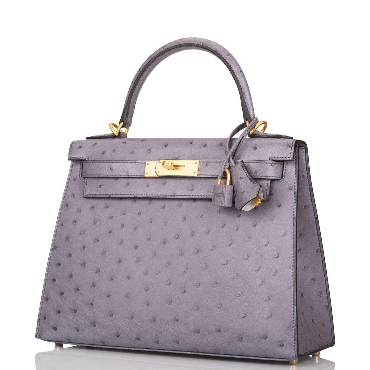 Hermes Kelly 28 Bi-Color Gris Agate Gris Perle Ostrich - hardware detail