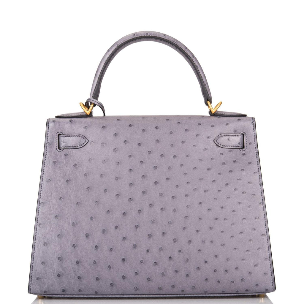 Hermes Kelly 28 Bi-Color Gris Agate Gris Perle Ostrich - hardware detail