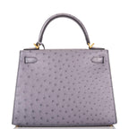 Hermes Kelly 28 Bi-Color Gris Agate Gris Perle Ostrich - hardware detail