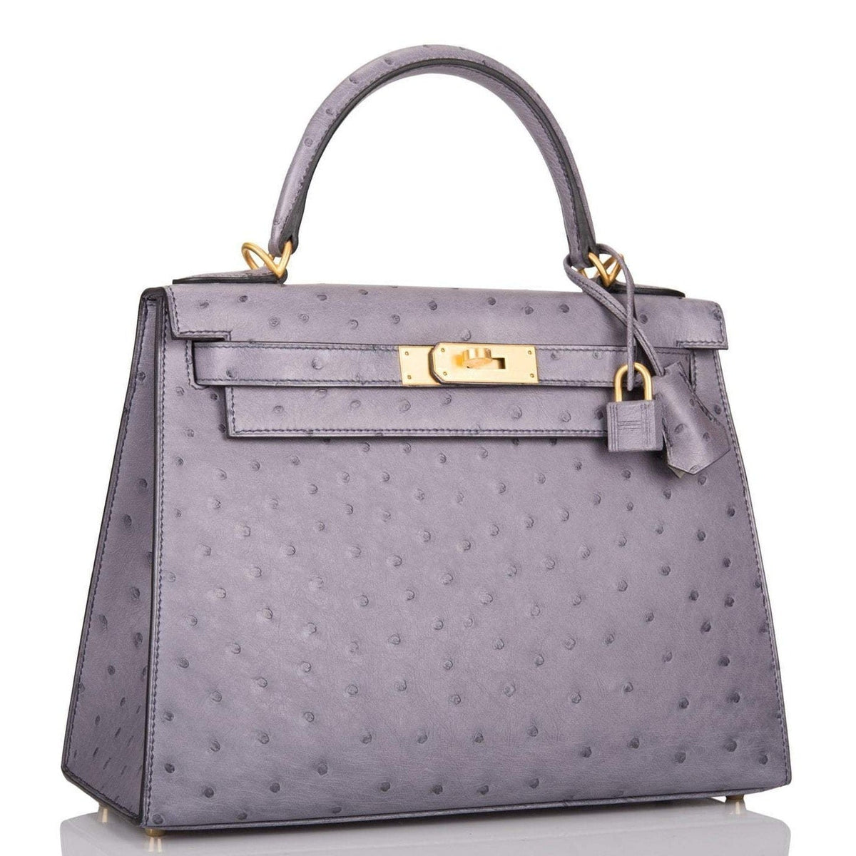 Hermes Kelly 28 Bi-Color Gris Agate Gris Perle Ostrich - hardware detail