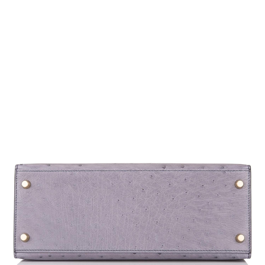 Hermes Kelly 28 Bi-Color Gris Agate Gris Perle Ostrich - hardware detail