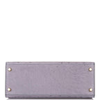 Hermes Kelly 28 Bi-Color Gris Agate Gris Perle Ostrich - hardware detail