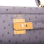 Hermes Kelly 28 Bi-Color Gris Agate Gris Perle Ostrich - hardware detail