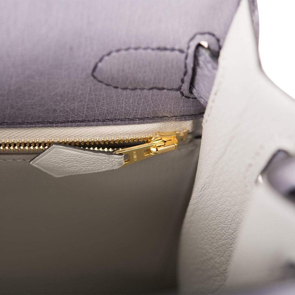 Hermes Kelly 28 Bi-Color Gris Agate Gris Perle Ostrich - hardware detail