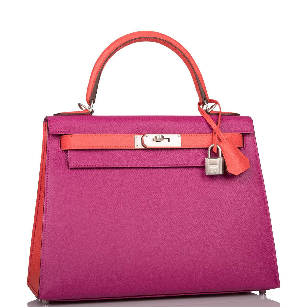 Hermes Kelly 28 Bi-Color Rose Pourpre Rose Jaipur, side view