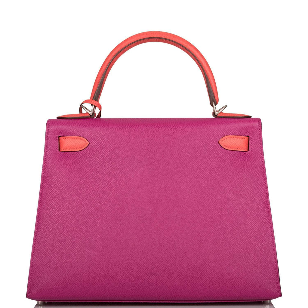 Hermes Kelly 28 Bi-Color Rose Pourpre Rose Jaipur, interior and construction detail