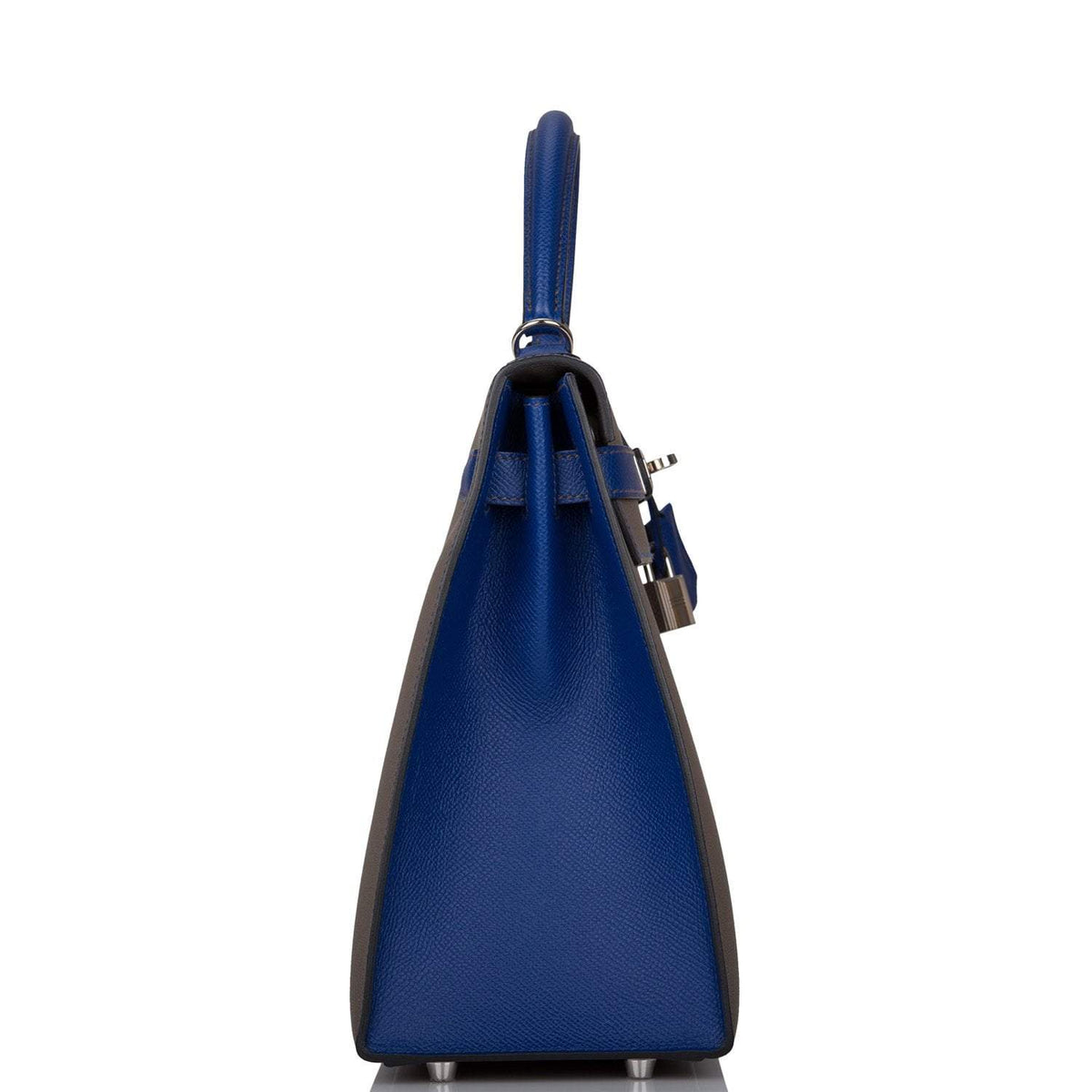 Hermes Kelly 32 Bi-Color Etain Bleu Electric, back view