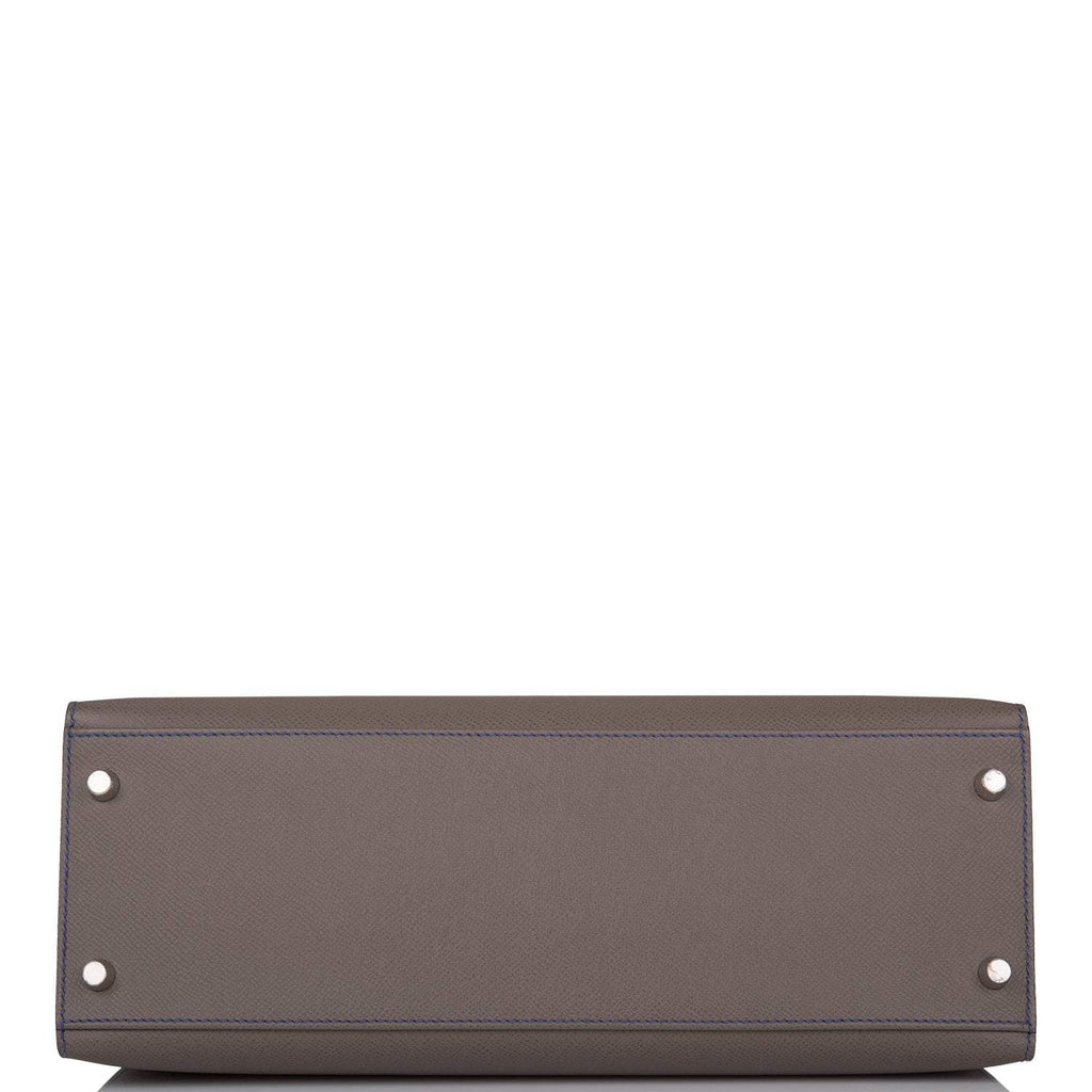 Hermes Kelly 32 Bi-Color Etain Bleu Electric, product detail view 6