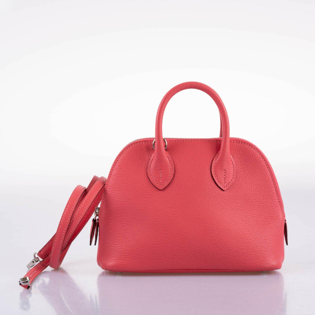 Hermes Mini Bolide 1923 Rose Lipstick Mysore Chevre Palladium Hardware
