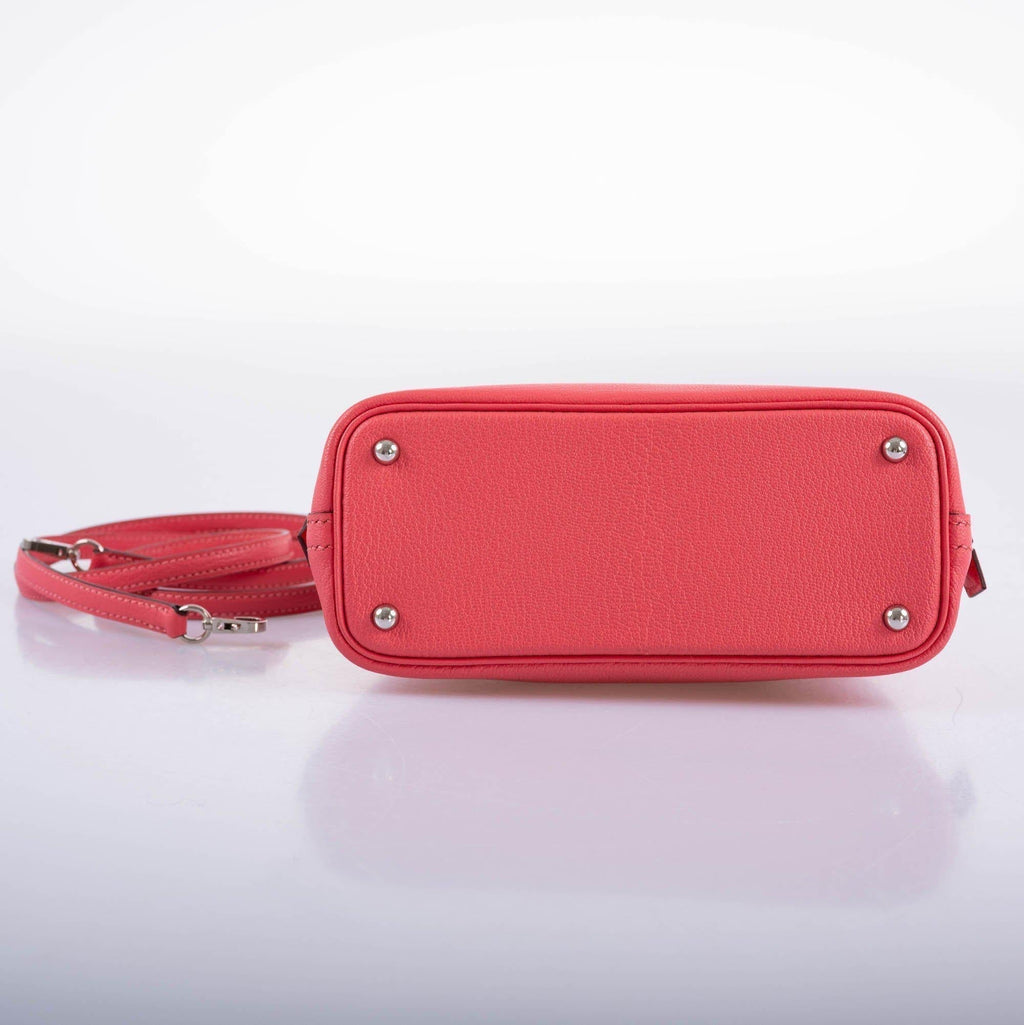 Hermes Mini Bolide 1923 Rose Lipstick Mysore Chevre Palladium Hardware