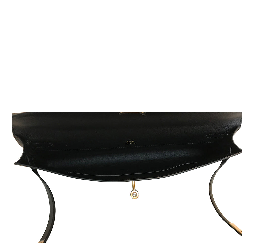 Hermès Kelly Cut Bag Noir Swift GHW
