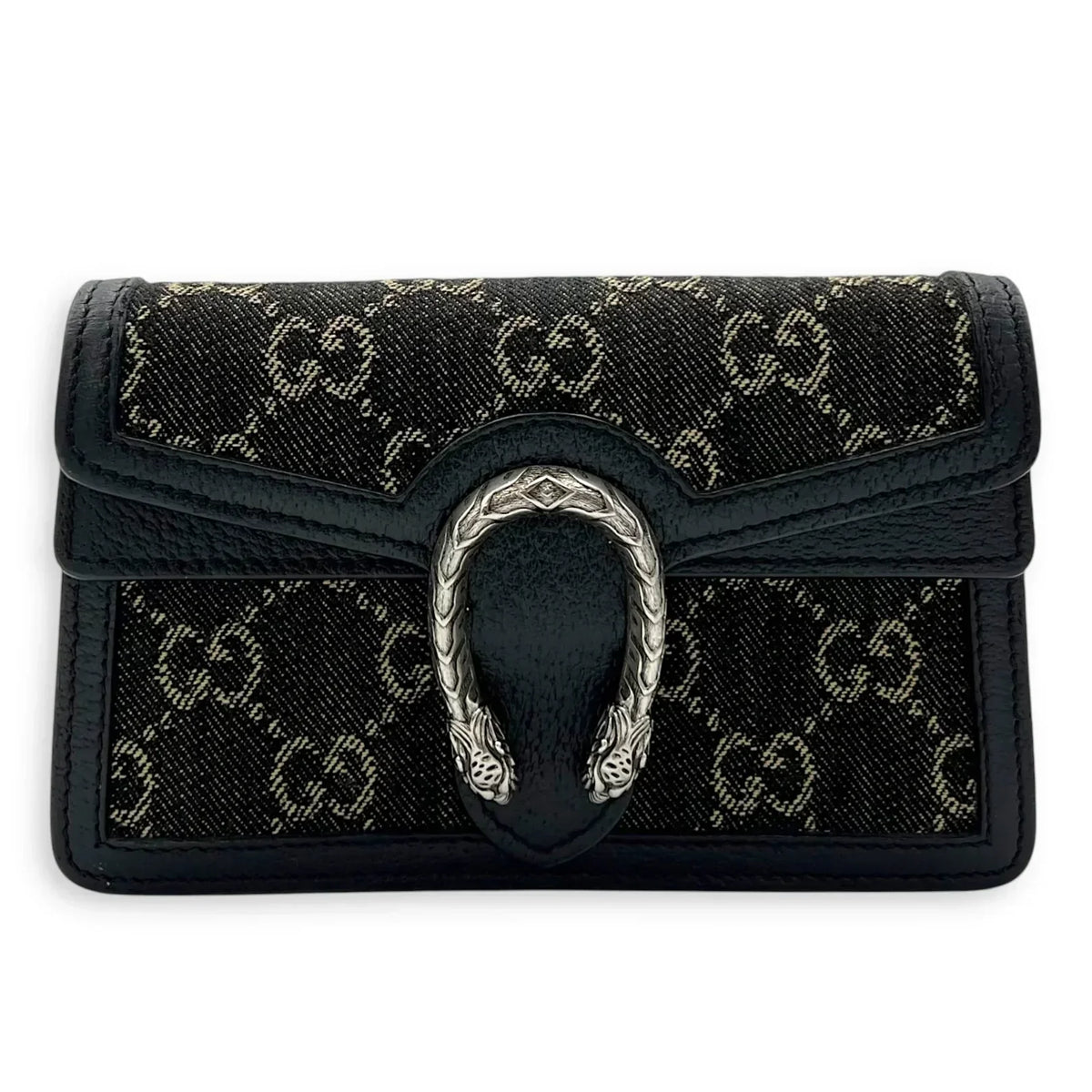 Gucci Dionysus Super Mini Crossbody Bag - Black in Black - front view showing the bag's shape, finish and visible design details.