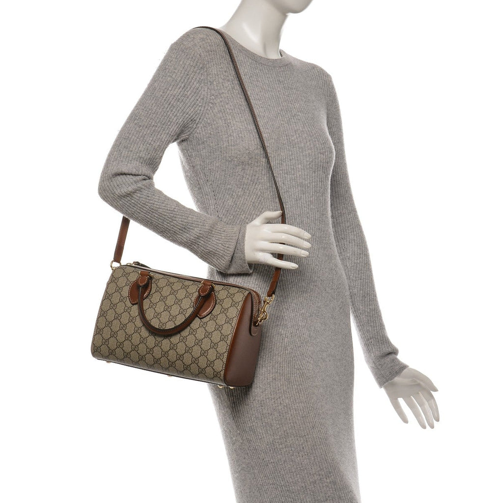 Gucci GG Supreme Canvas Small Boston Handbag – Beige