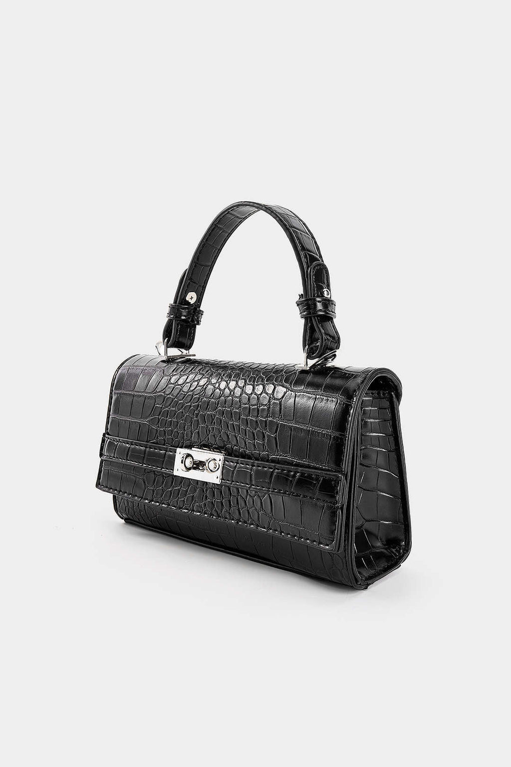 Bags End Black Faux Leather Tote Bag