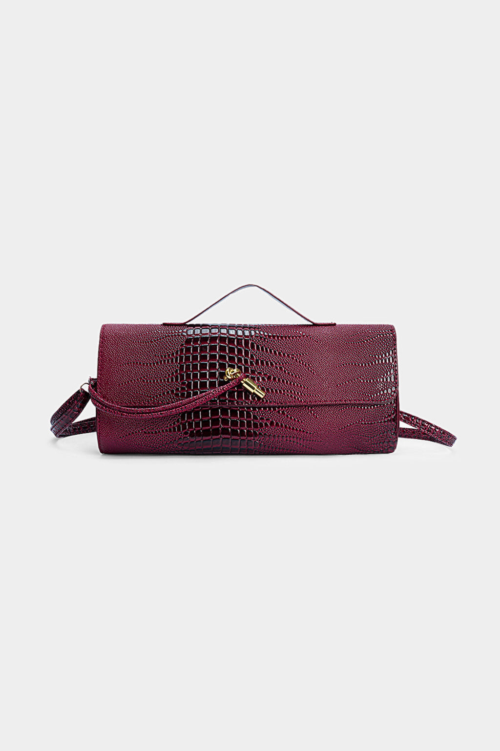 Bags End Crocodile Skin Pattern Faux Leather Clutch Bag