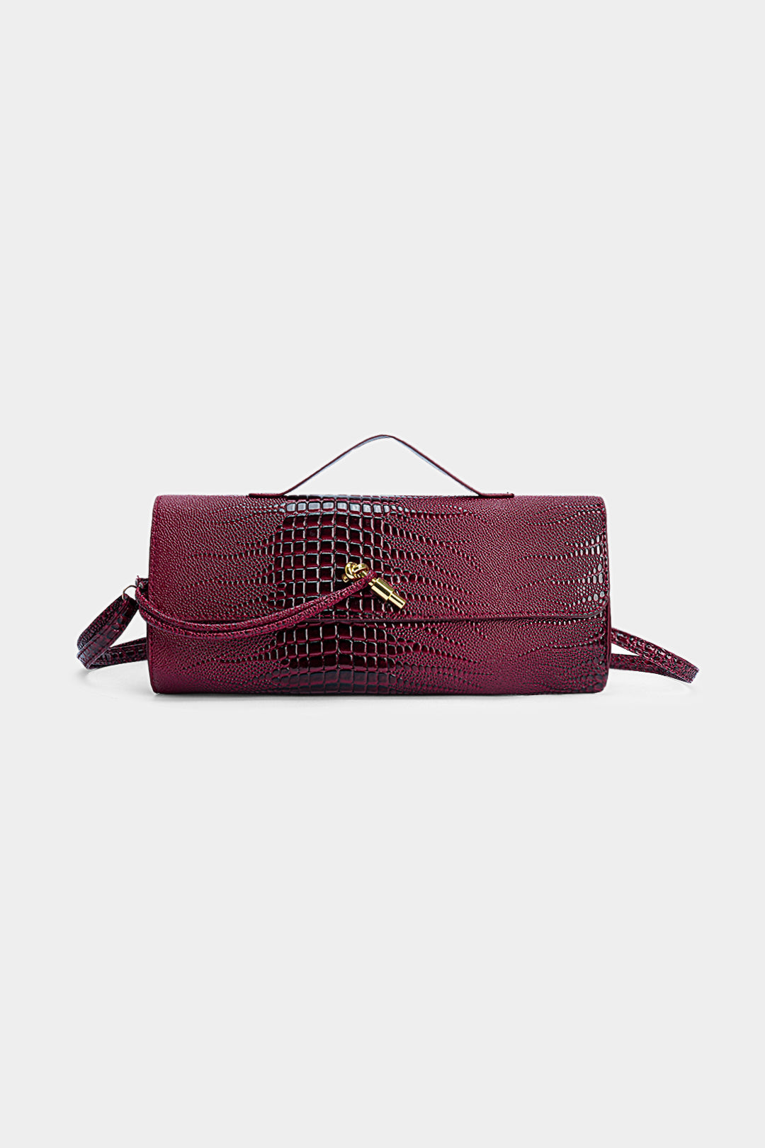 Bags End Crocodile Skin Pattern Faux Leather Clutch Bag