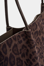 Bags End Leopard Print Suede Tote Bag