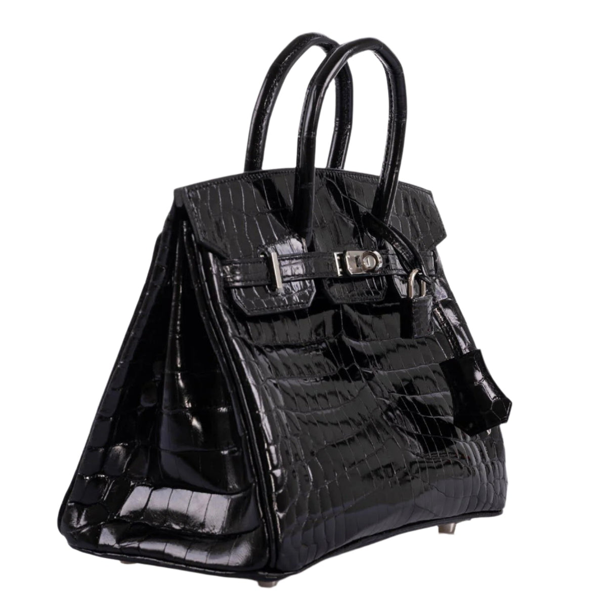 Handle and texture detail of Birkin 25 exotic leather