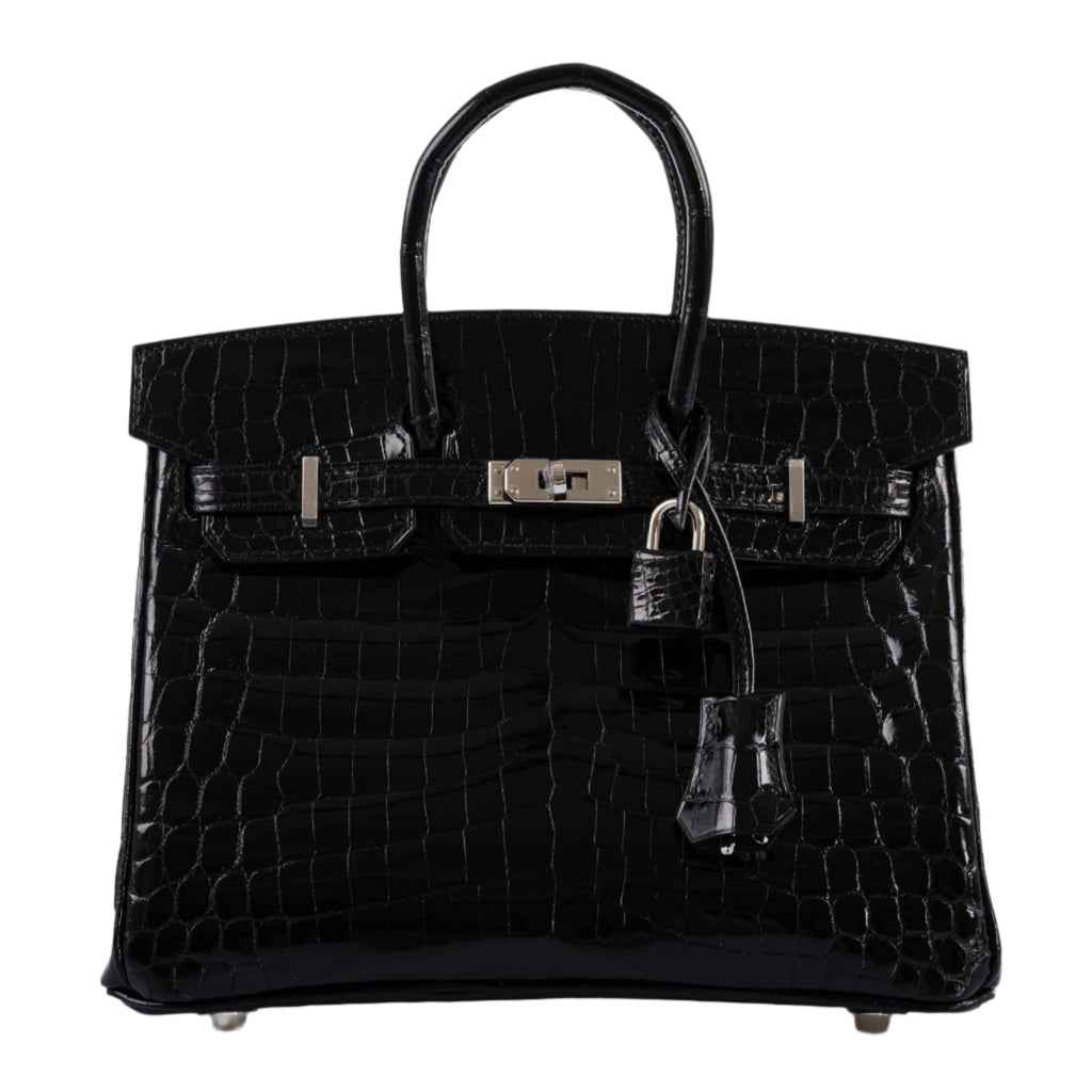 Close-up of palladium hardware on Birkin 25