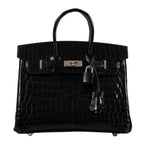 Close-up of palladium hardware on Birkin 25