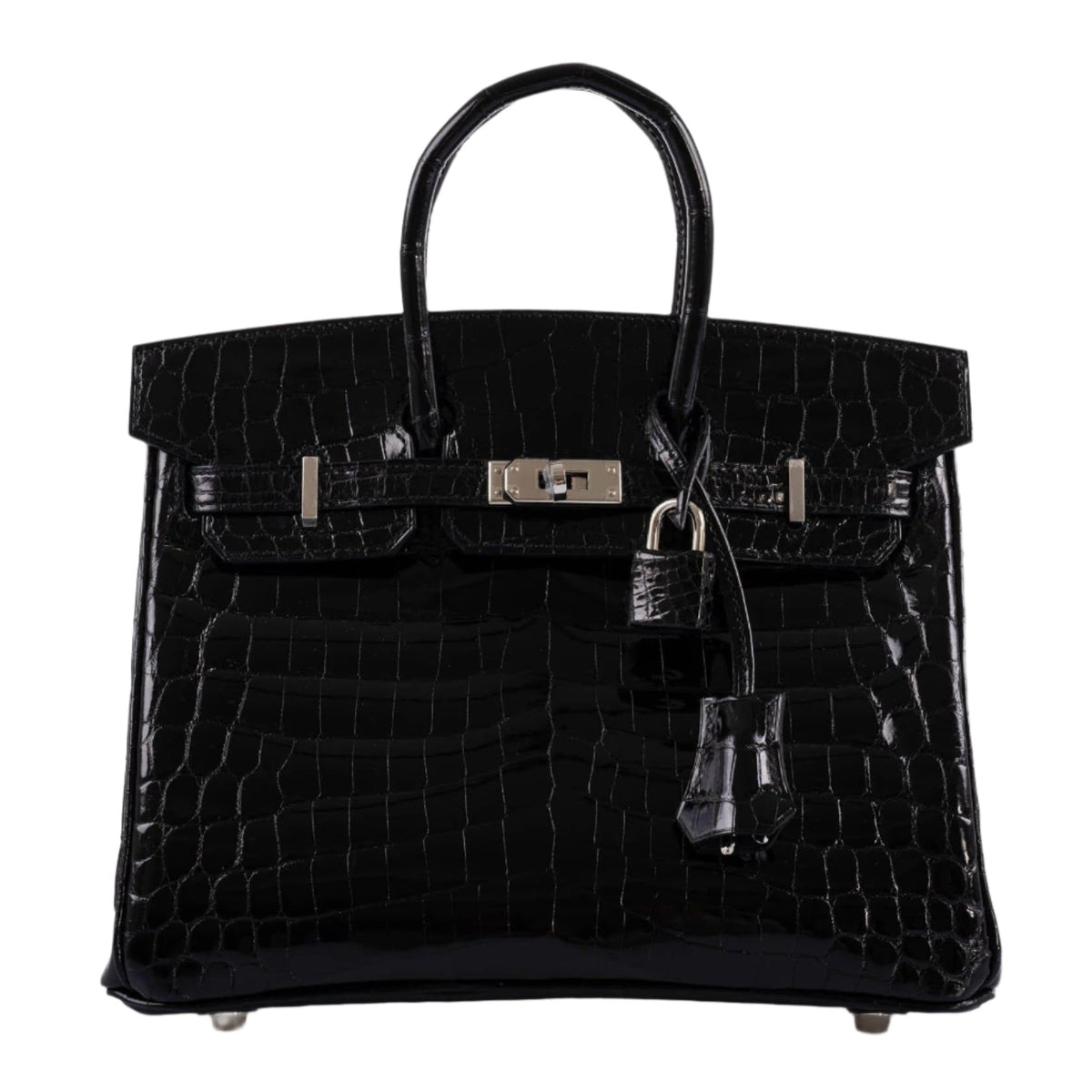 Close-up of palladium hardware on Birkin 25