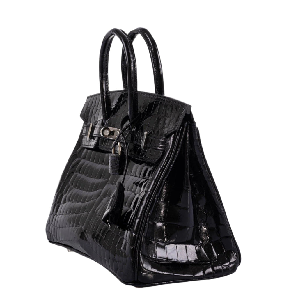 Interior layout of Birkin 25 shiny crocodile bag