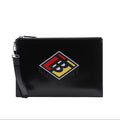 Gucci Burberry Logo Print Leather Clutch Pouch - Black in Black - front view showing the bag's shape, finish and visible design details.