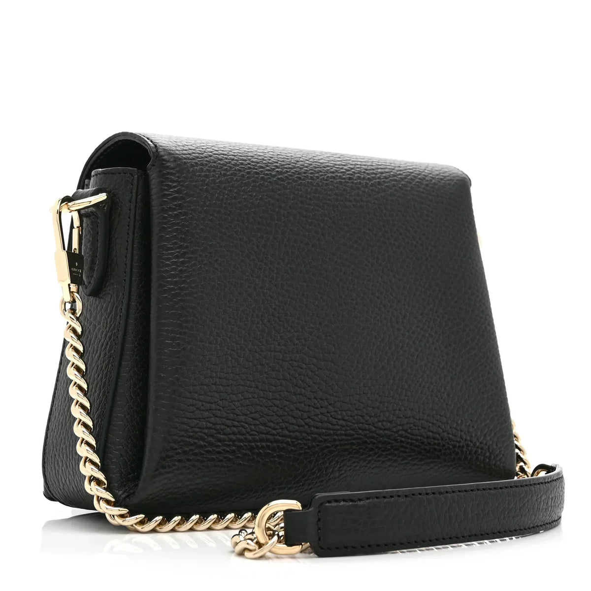 Gucci Dollar Interlocking Chain Bag - Black in Black - side view showing the bag's shape, finish and visible design details.