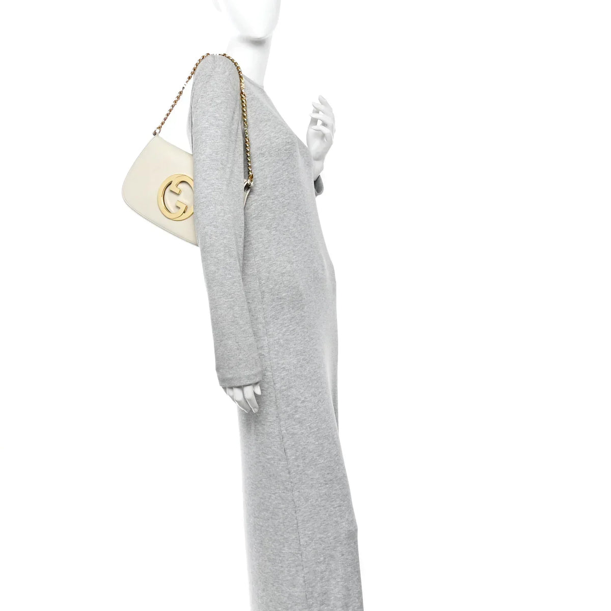 Gucci Blondie Mini Shoulder Bag - White in Mystic White - detail view 8 showing the bag's shape, finish and visible design details.
