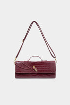 Bags End Crocodile Pattern Metallic Lock Clutch Bag
