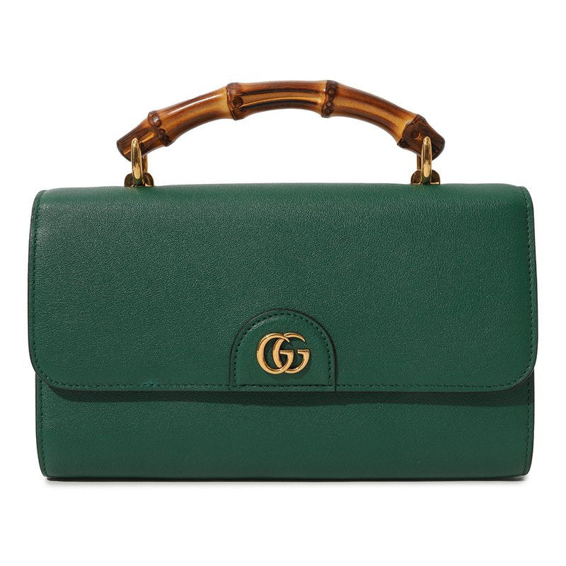 Gucci Diana Mini Top Handle Crossbody Bag - Green in Green - detail view 8 showing the bag's shape, finish and visible design details.