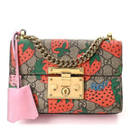 Gucci Padlock Strawberry Small Shoulder Bag – Beige
