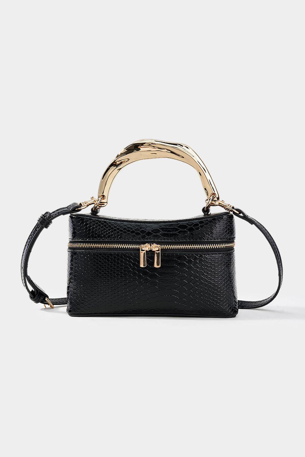 Bags End Leather Metallic Irregular Zipper Tote Bag