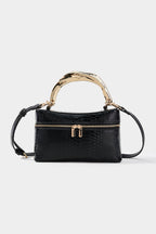 Bags End Leather Metallic Irregular Zipper Tote Bag