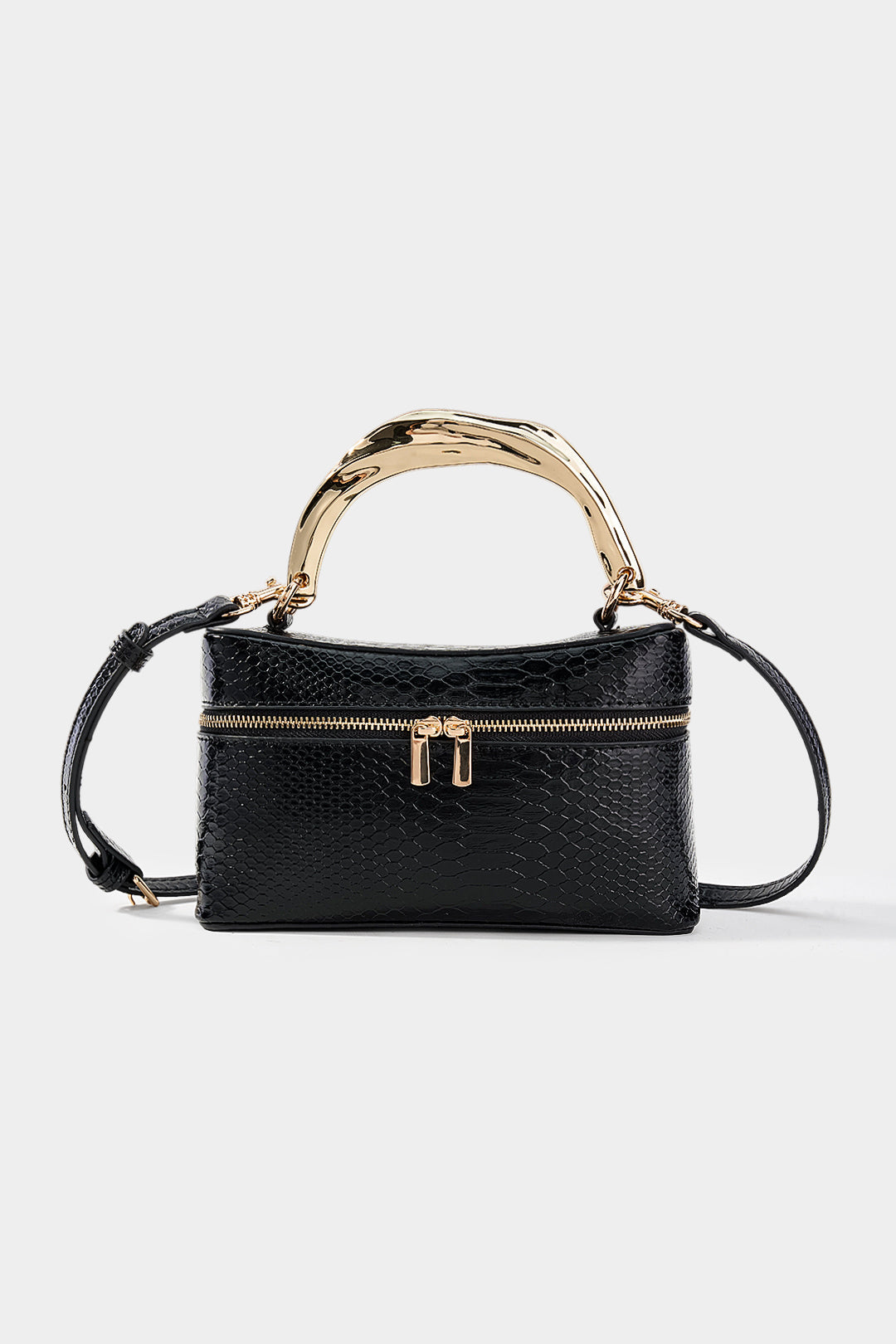 Bags End Leather Metallic Irregular Zipper Tote Bag