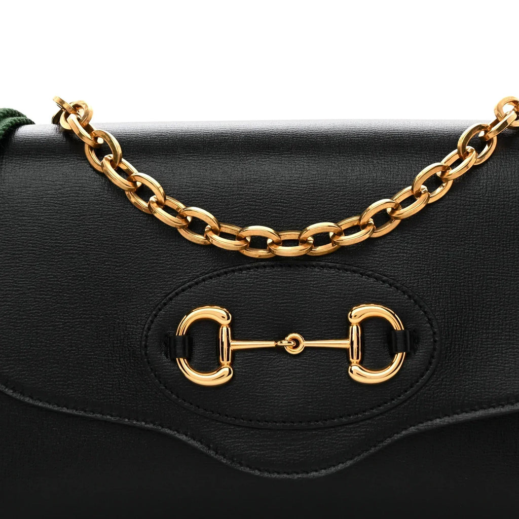 Gucci Azalea Horsebit 1955 Small Crossbody Bag - Black in Black - detail view 4 showing the bag's shape, finish and visible design details.