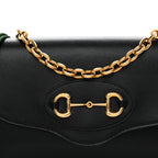 Gucci Azalea Horsebit 1955 Small Crossbody Bag - Black in Black - detail view 4 showing the bag's shape, finish and visible design details.