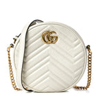 Gucci Azalea Marmont Round Mini Shoulder Bag - White in White - detail view 9 showing the bag's shape, finish and visible design details.
