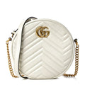 Gucci Azalea Marmont Round Mini Shoulder Bag - White in White - front view showing the bag's shape, finish and visible design details.
