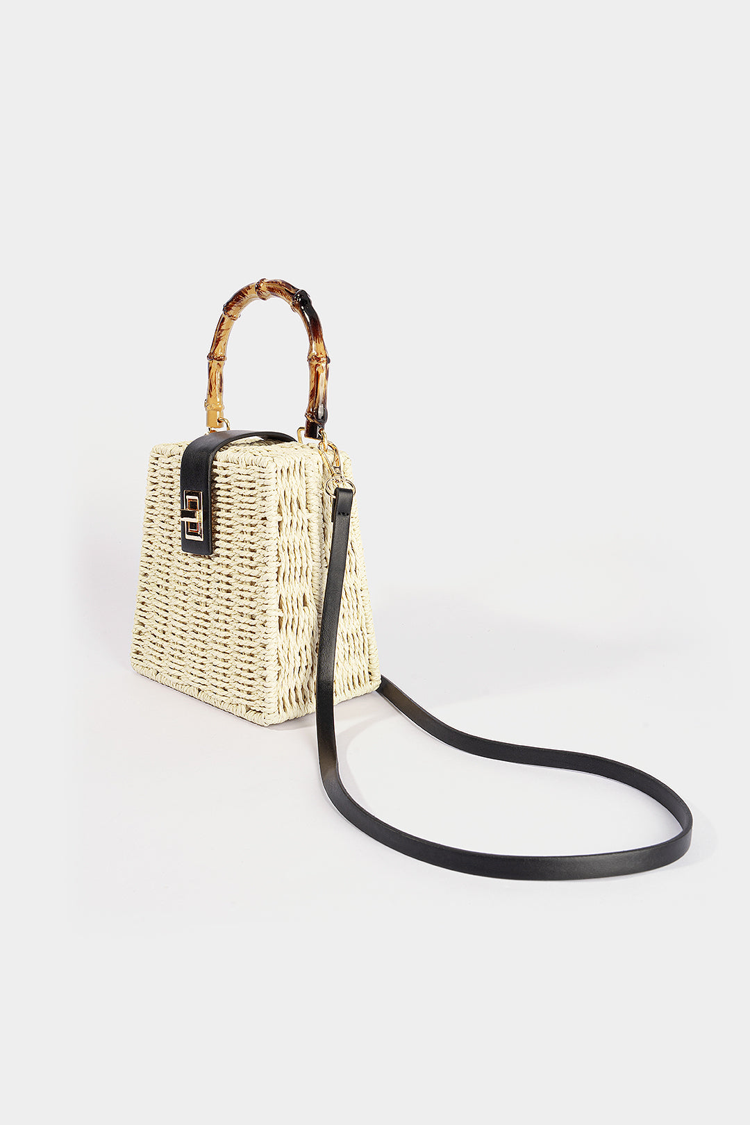 Bags End Beige Woven Square Tote Bag