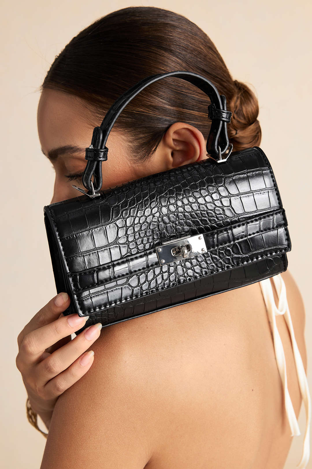 Bags End Black Faux Leather Tote Bag