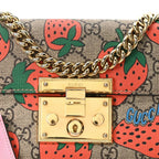Gucci Padlock Strawberry Small Shoulder Bag – Beige