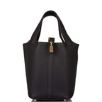 Hermès Picotin Lock 18 Black Clemence Leather – front view
